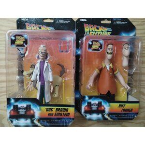 Back to the Future Biff Tanner and Doc Brown with Einstein 2 Pack Action Figures